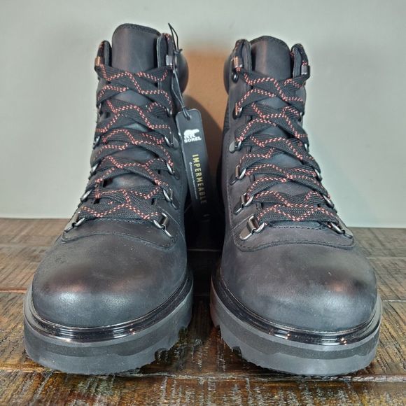 Sorel Lennox Hiker Womens Size 8 Lace Up Waterproof Ankle Boots Black Leather - Picture 2 of 12